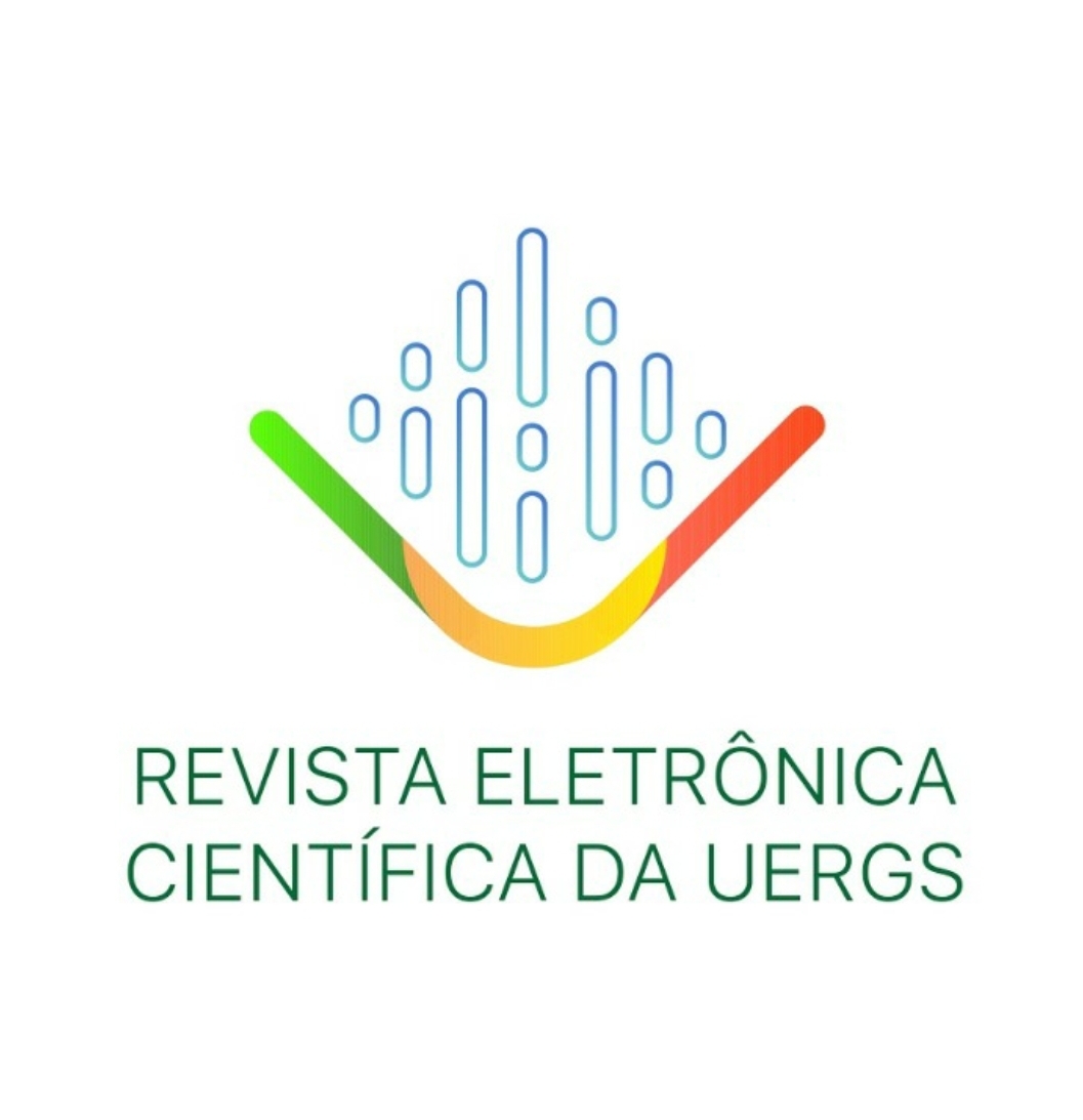 Capa da Revista Eletrônica da UERGS representando as várias disciplinas envolvidas e as unidades da instituição pelo estado!